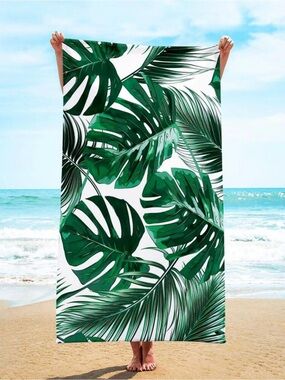 Tropical Monstera Leaf Beach Towel - Green